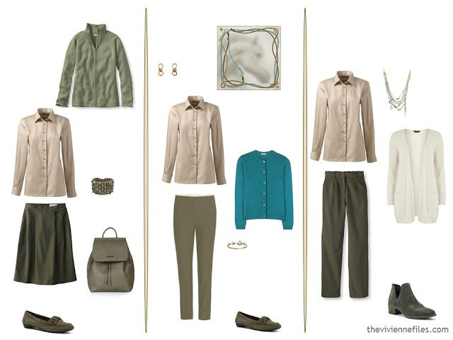 3 ways to wear a khaki shirt in a capsule wardrobe