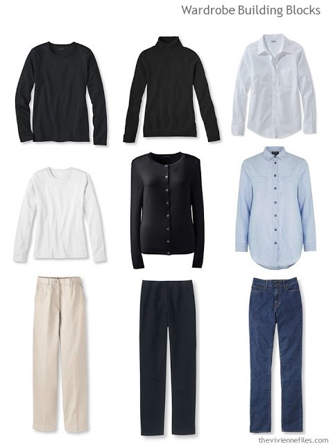 Common capsule wardrobe building blocks