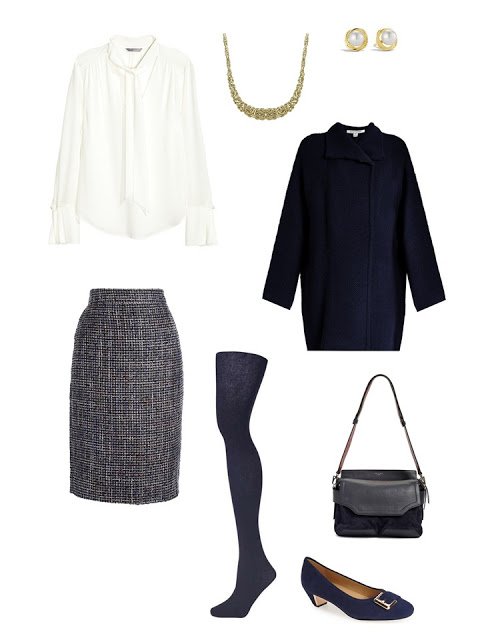 A classic Rome outfit in navy and white