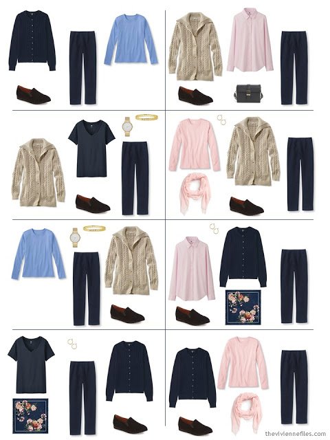 eight ways to wear navy pants, from a Starting From Scratch Wardrobe