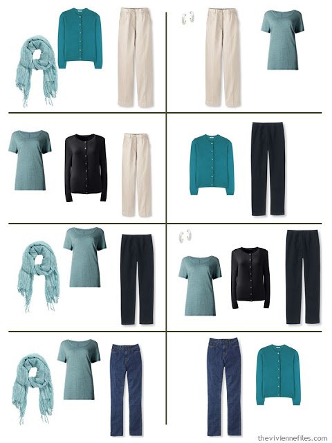 Capsule wardrobe color palette in grey and teal, inspired by Art: Untitled by Wilfredo Lam