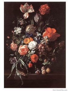 Still life flowers and plums Rachel Ruysch