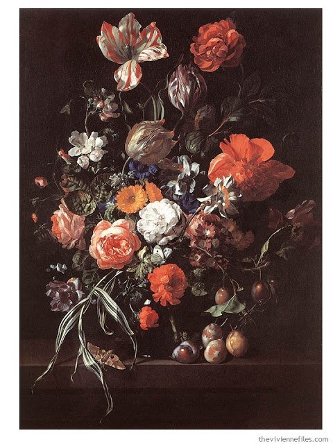 Still Life with Bouquet of Flowers and Plums by Rachel Ruysch