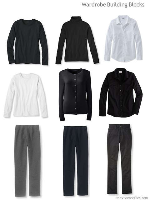 Capsule wardrobe building blocks for a French 5-piece wardrobe