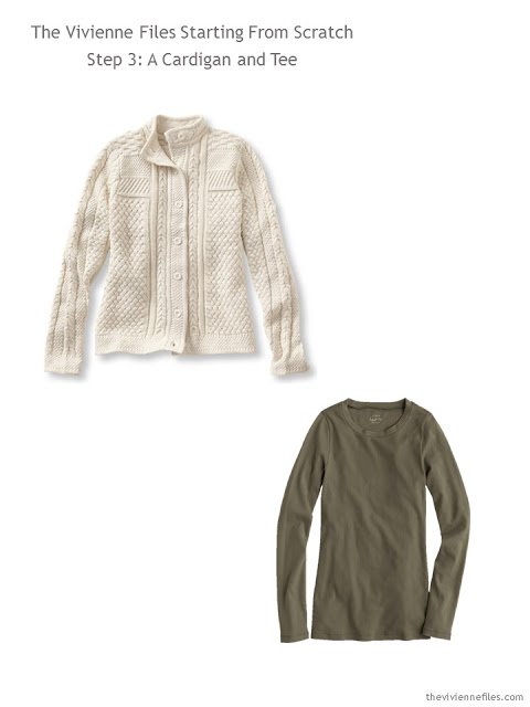 capsule wardrobe essentials - neutral cardigan and tee shirt