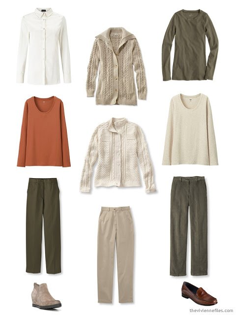 9-piece capsule travel wardrobe, or core of a capsule wardrobe