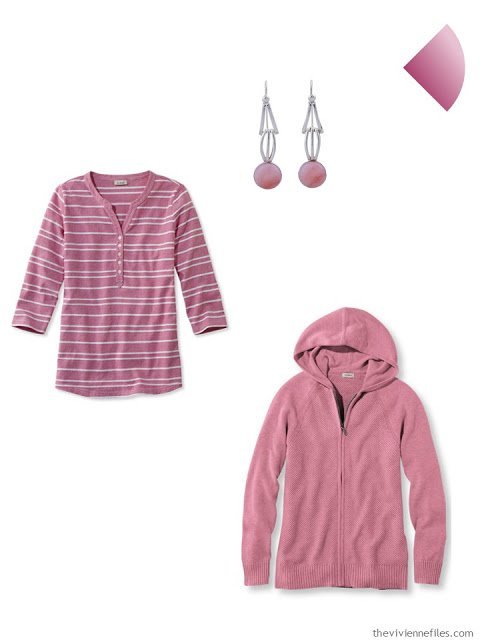 rose earrings, henley and hooded sweater