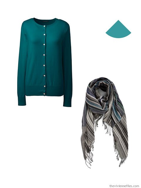 teal cardigan and sweater