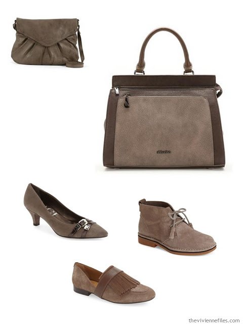 Brown leather accessories for a capsule wardrobe