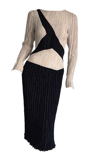 Mary McFadden beige and black dress