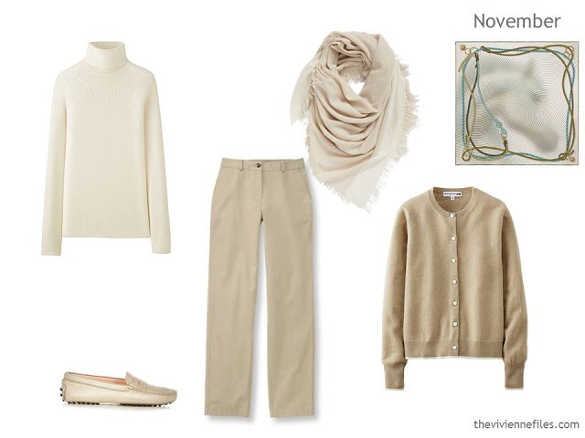 November's Capsule Wardrobe outfits in 6 color palettes