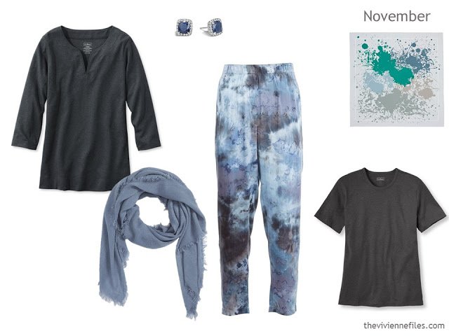 November's Capsule Wardrobe outfits in 6 color palettes