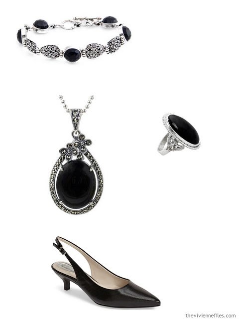 Accessories in black and silver for a capsule wardrobe