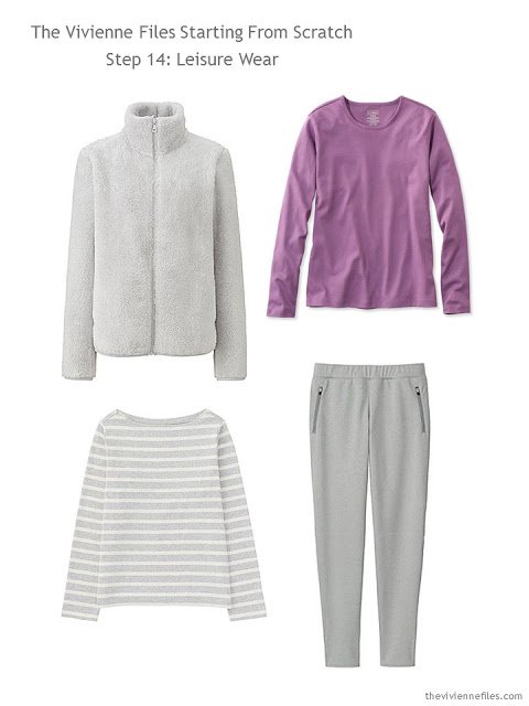 grey and orchid lounge wear to add to a capsule wardrobe