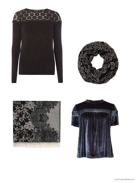 lace-trimmed or patterned wardrobe accents for the holidays December 2016