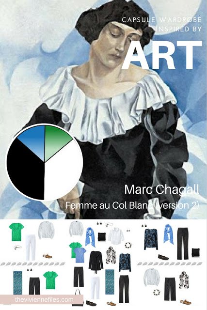 A travel capsule wardrobe inspired by Art: Femme au Col Blanc by Marc Chagall