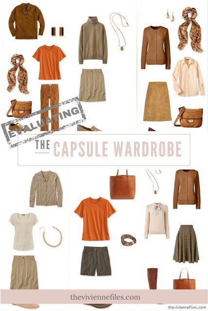 How to Evaluate a capsule wardrobe in a brown, beige, and orange color palette