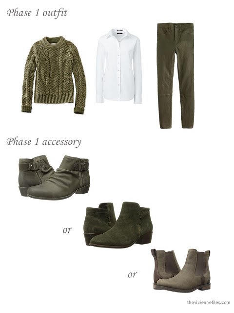 How to choose short boots for an olive green outfit