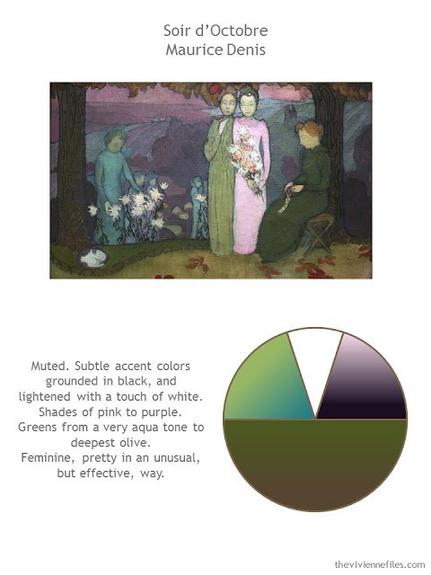 Soir d'Octobre by Maurice Denis with style guidelines and color palette