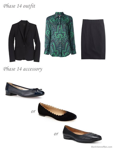 How to add black ballet flats to a business capsule wardrobe