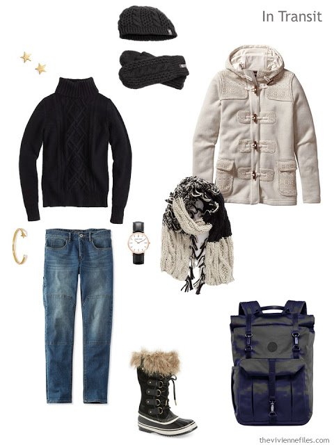 A winter travel capsule wardrobe inspired by Winter Scene in Moonlight by Henry Farrer