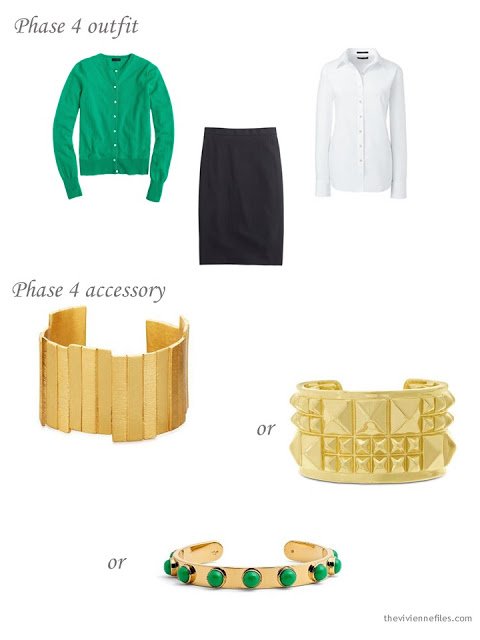How to add a gold cuff bracelet to a business capsule wardrobe