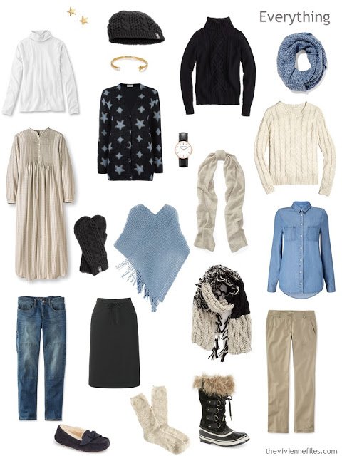 A winter travel capsule wardrobe inspired by Winter Scene in Moonlight by Henry Farrer