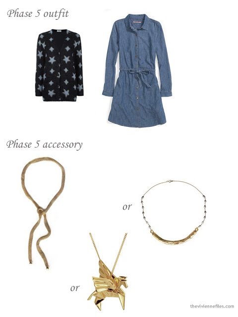 Adding a gold necklace to a capsule wardrobe