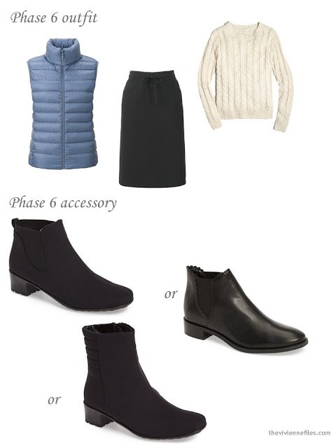 Adding short black boots to a capsule wardrobe