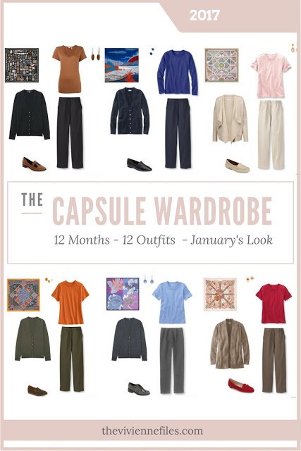 The first in a series of 6 monthly capsule wardrobes inspired by scarves