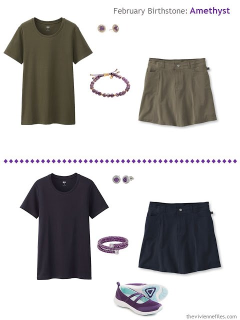 how to wear amethysts with olive or navy