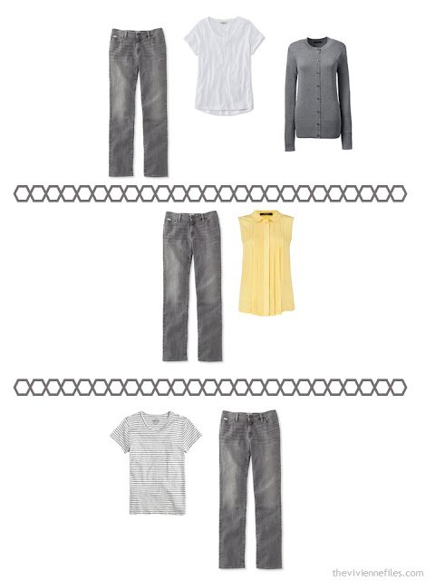 three ways to wear charcoal grey jeans