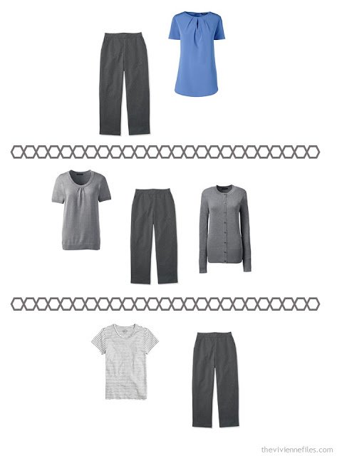 three ways to wear charcoal grey capris or cropped pants