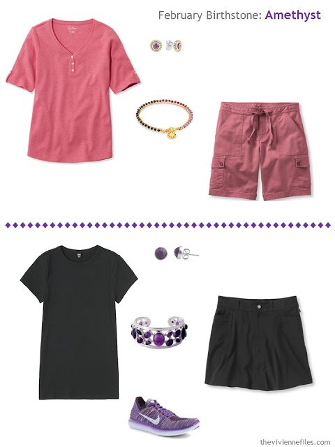 how to wear amethysts with barn red or black