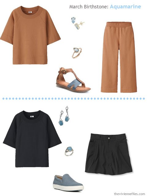 How to wear aquamarines, the march birthstone, in a capsule wardrobe