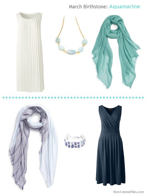 How to wear aquamarines, the march birthstone, in a capsule wardrobe