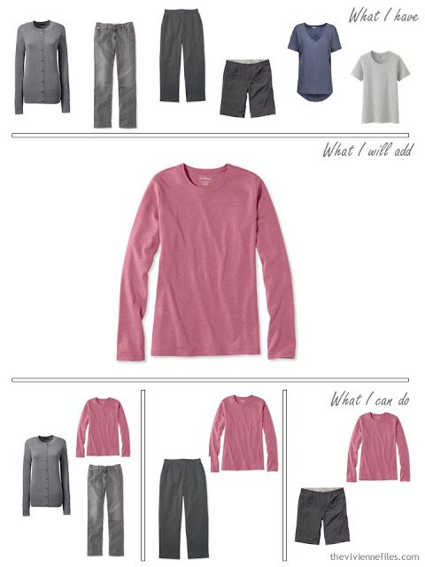 how to add a pink long-sleeved tee shirt to your wardrobe