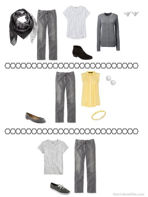 three ways to wear charcoal jeans