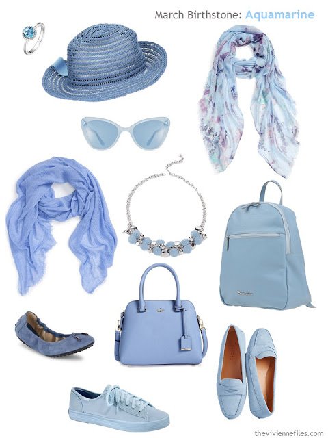 How to wear aquamarines, the march birthstone, in a capsule wardrobe