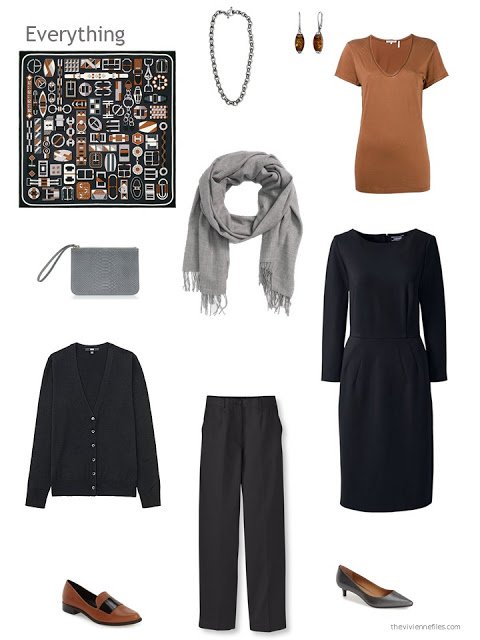 4 piece wardrobe in black, brown and grey