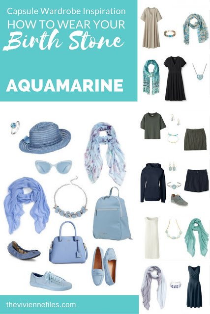 How to wear aquamarines, the march birthstone, in a capsule wardrobe