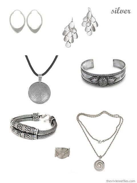 a family of seven pieces of sterling silver jewelry