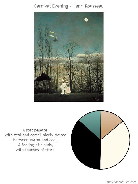 Carnival Evening by Henri Rousseau with style guidelines and color palette