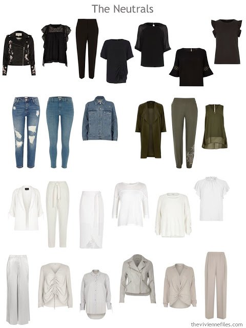 Neutral clothes in seven colors, taken from a 50-piece 