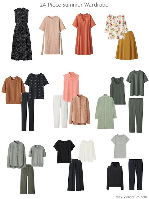 a 24-piece warm weather wardrobe