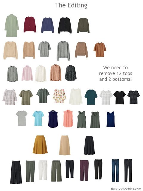 a 44-piece wardrobe, from which we wish to remove 14 pieces