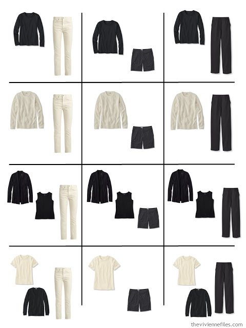 a dozen outfits assembled from the nine Neutral Building Blocks