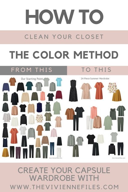 How to clean out your closet and build a capsule wardrobe using the color method.