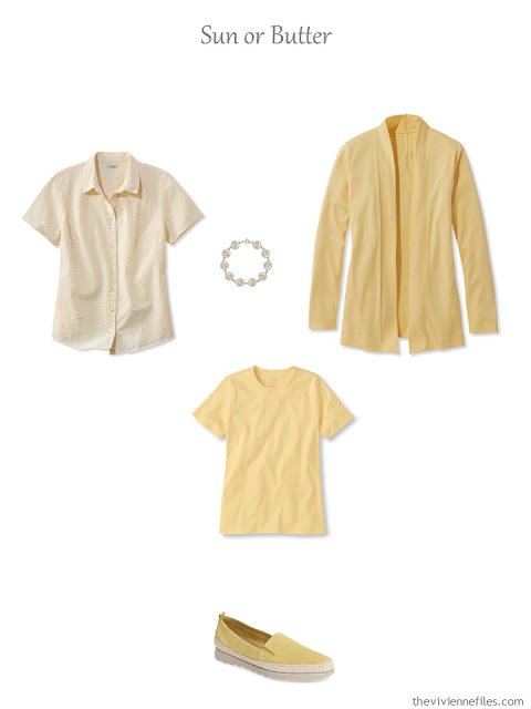 French 5-Piece Wardrobe for warm weather, in sun or butter yellow