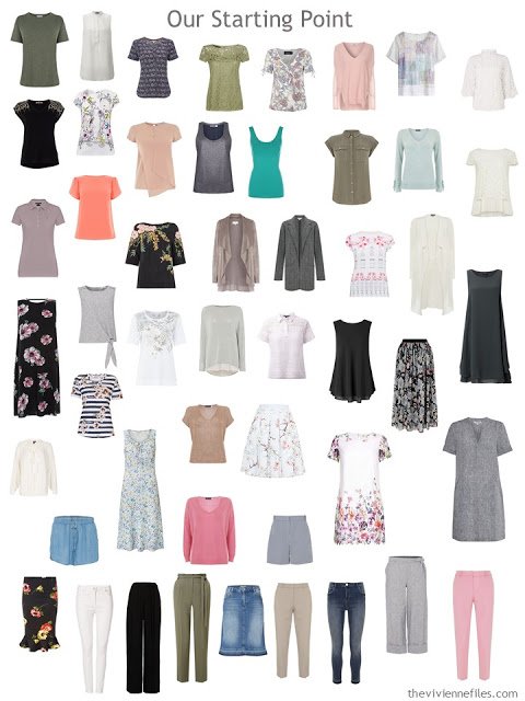 50-piece unsorted, unorganized wardrobe